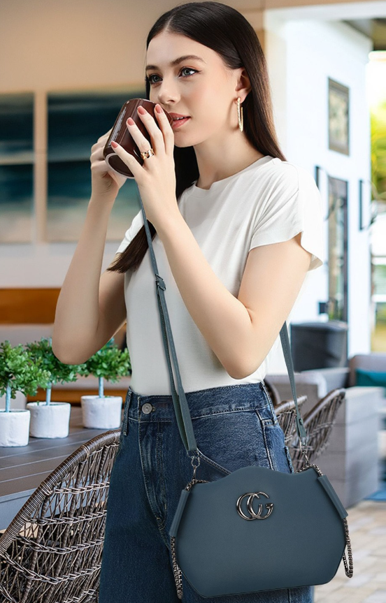Women Structured Solid Sling Bag