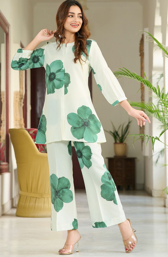 Printed Top With Trousers Co-Ords