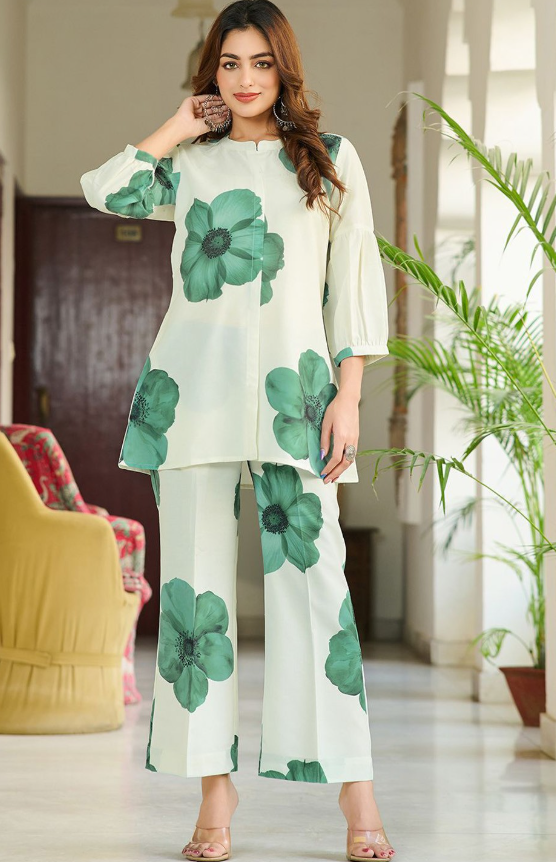 Printed Top With Trousers Co-Ords