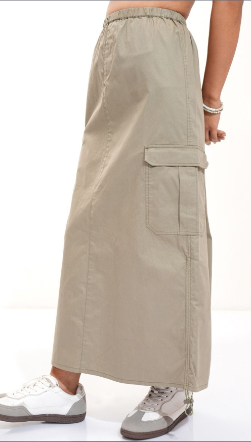 Pure Cotton Straight Parachute Midi Skirt