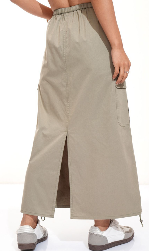 Pure Cotton Straight Parachute Midi Skirt