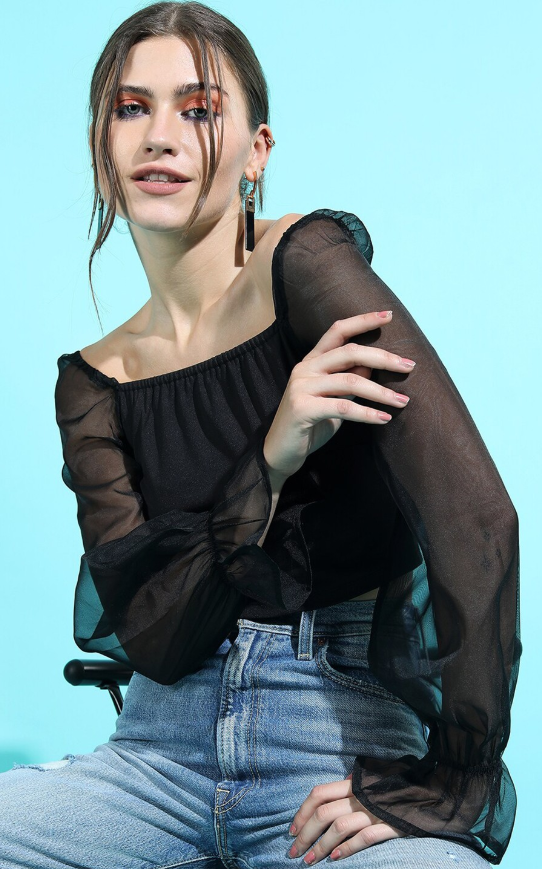 Stylish Black Solid Top