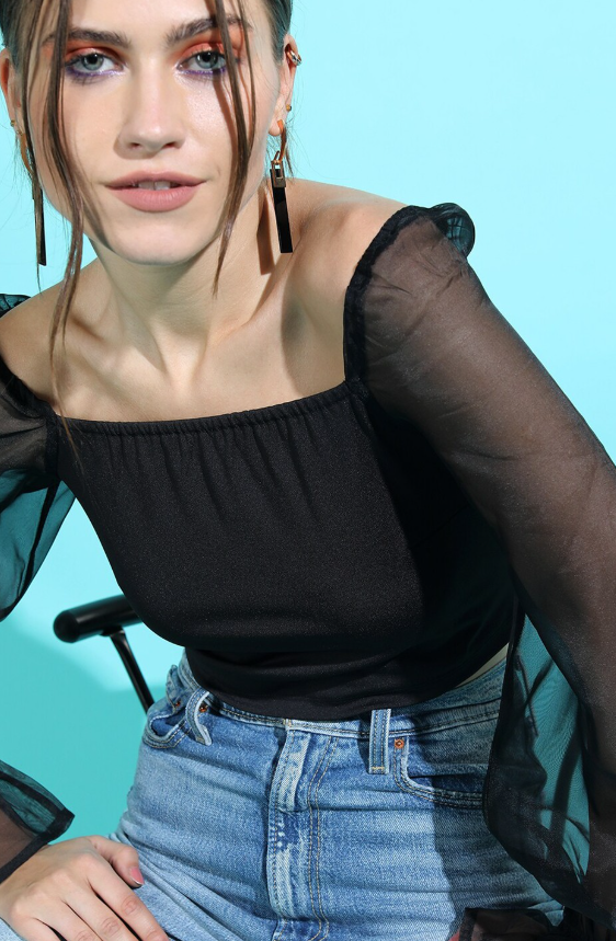 Stylish Black Solid Top