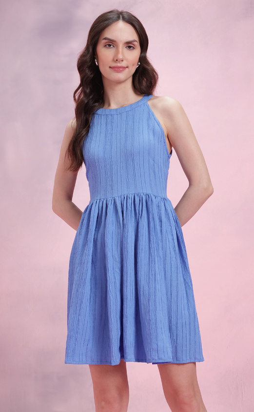 Halter Neck Fit & Flare Mini Dress