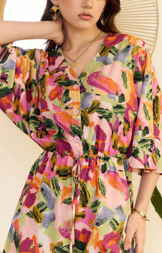 Abstract Printed V-Neck Playsuit