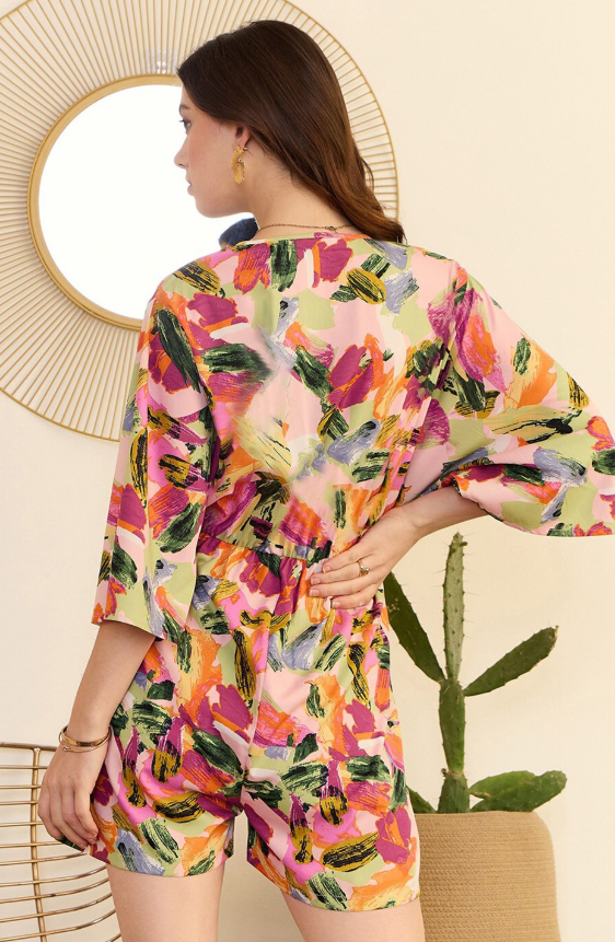 Abstract Printed V-Neck Playsuit