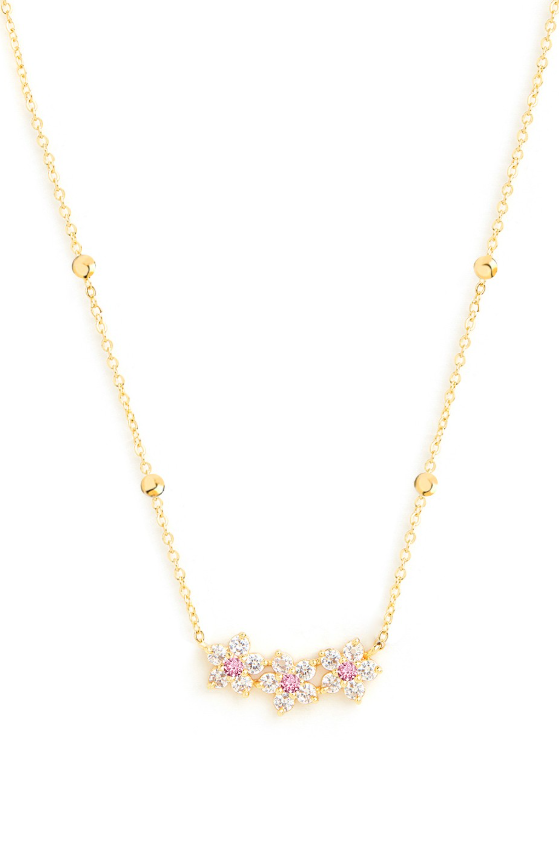 Brass Gold-Plated Crystal Studded Necklace