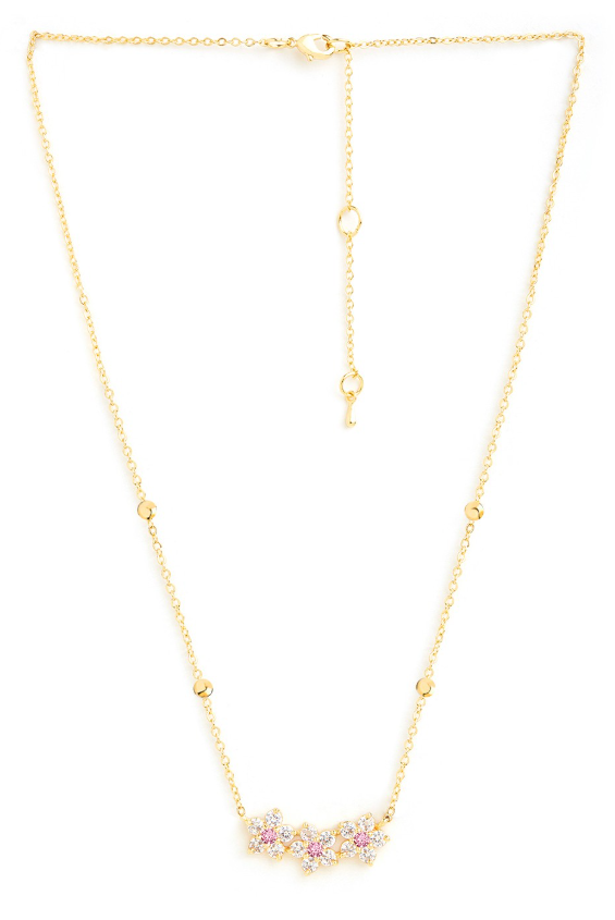 Brass Gold-Plated Crystal Studded Necklace