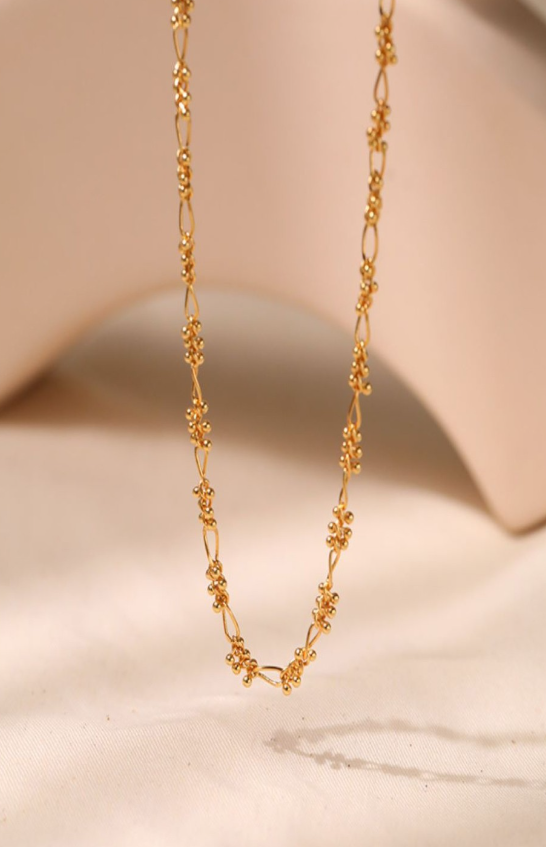 18K Gold Plated Waterproof Anti-Tarnish Small Balls Chain Link Necklace