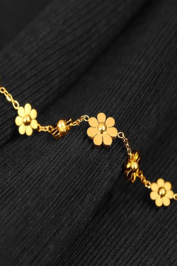 18K Gold Plated Waterproof Anti-Tarnish Floral Charm Anklet
