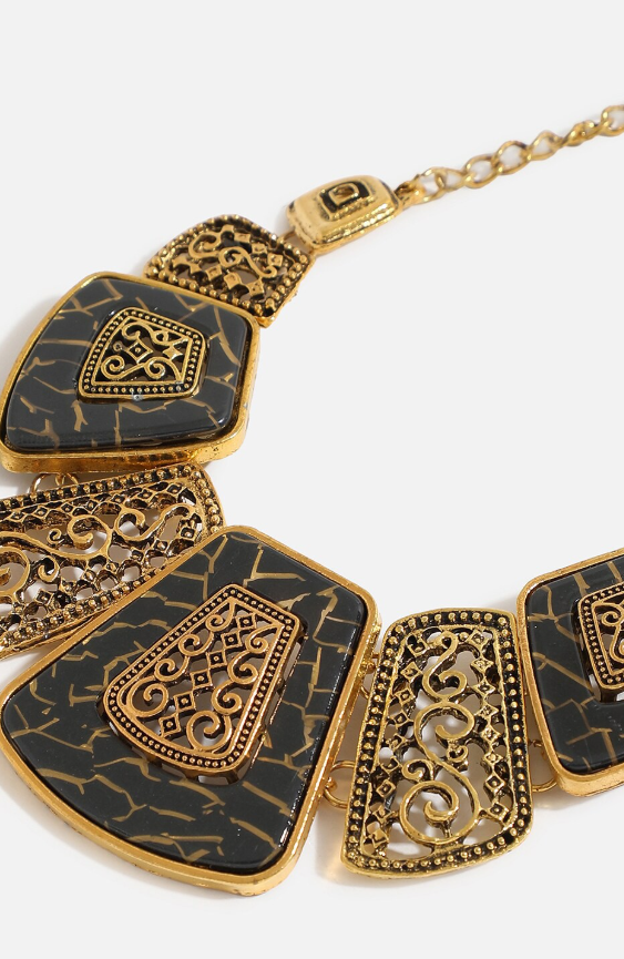 Gold-Toned & Black Gold-Plated Necklace