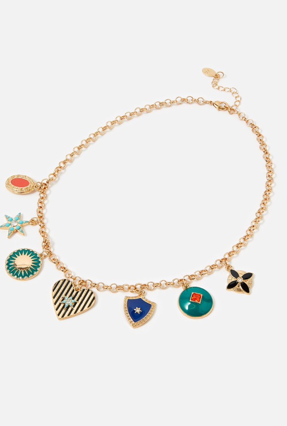 London Gold-Toned & Green Metal Gold Plated Enamelled Necklace