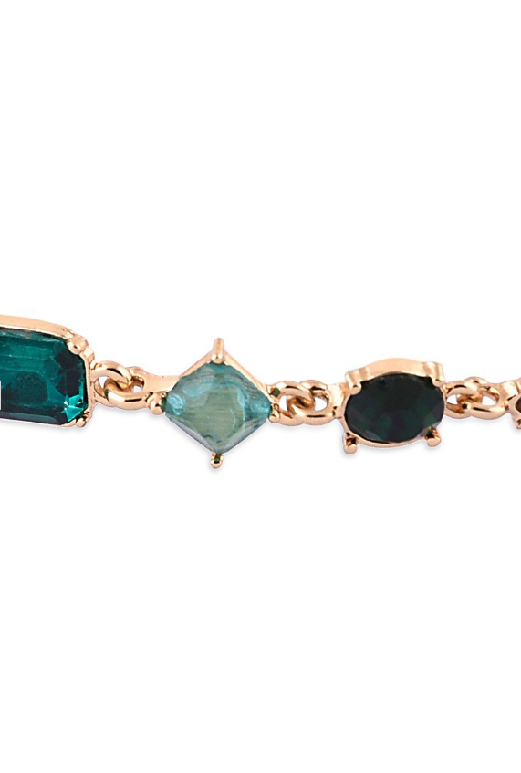 Gold-Plated Artificial Stones Studded Contemporary Necklace