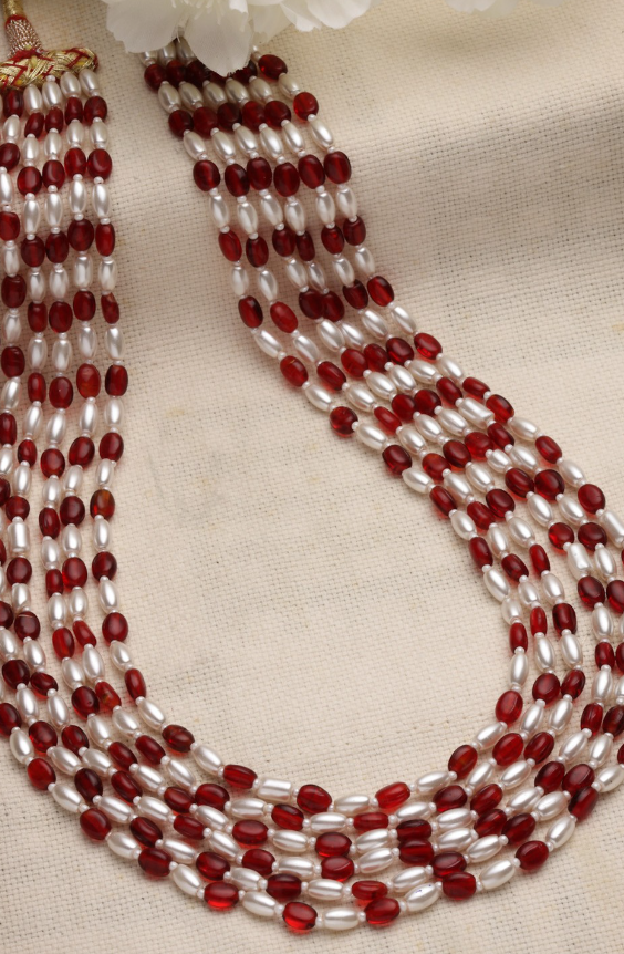Red & White Handcrafted Necklace