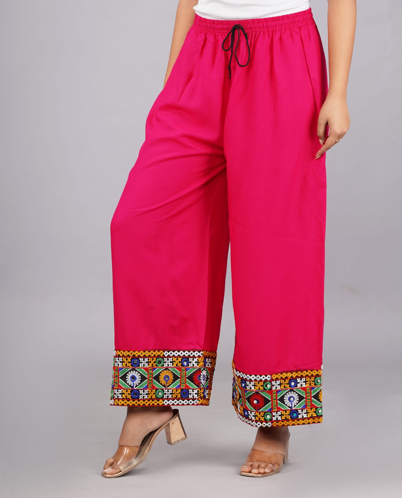 Vibrant Pink Embroidered Palazzo