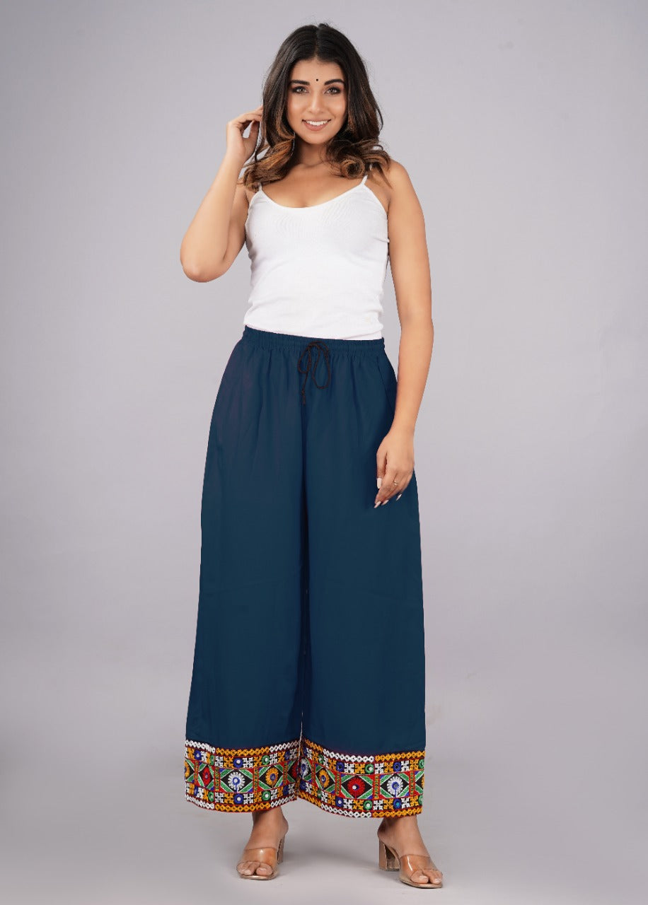 Midnight Blue Boho Palazzo