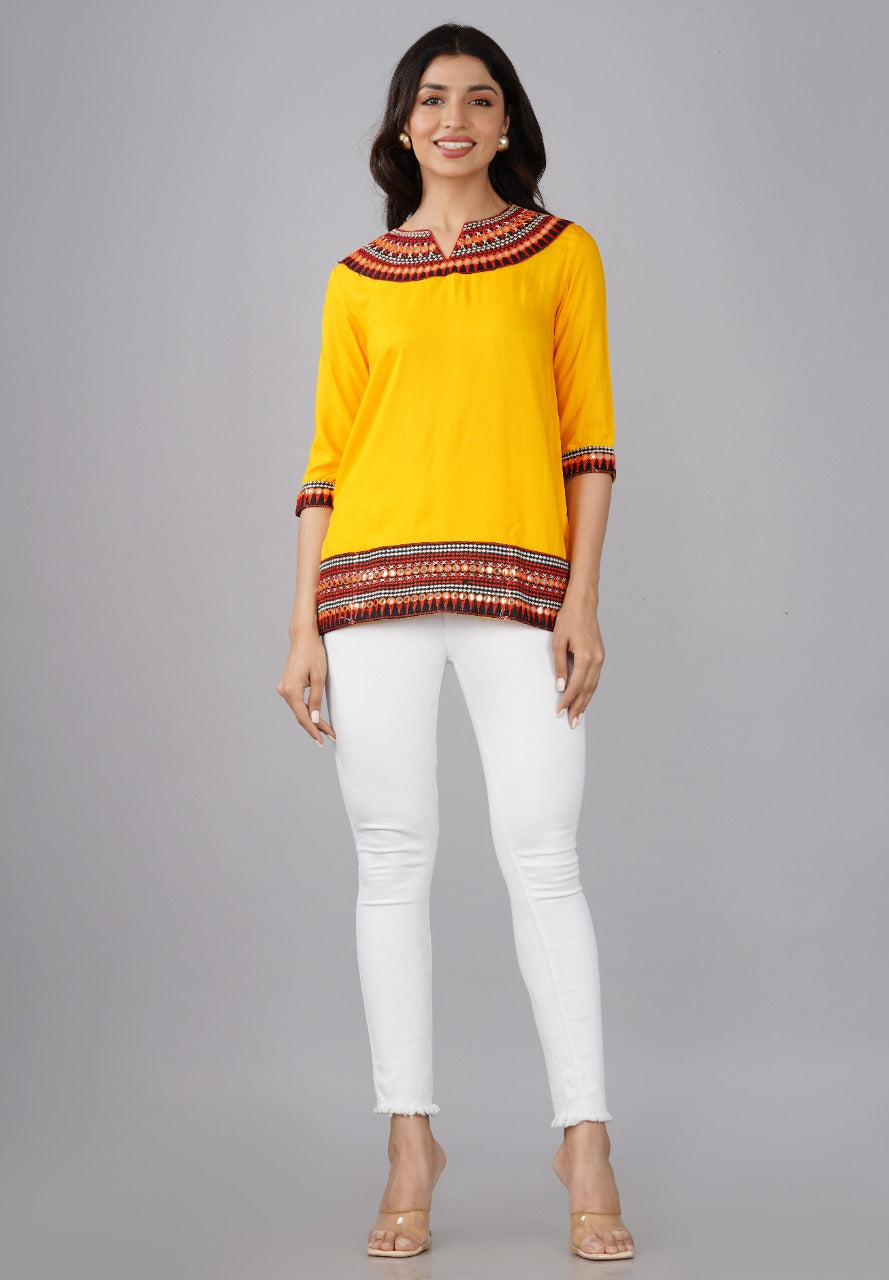 Radiant Yellow Embroidered Tunic
