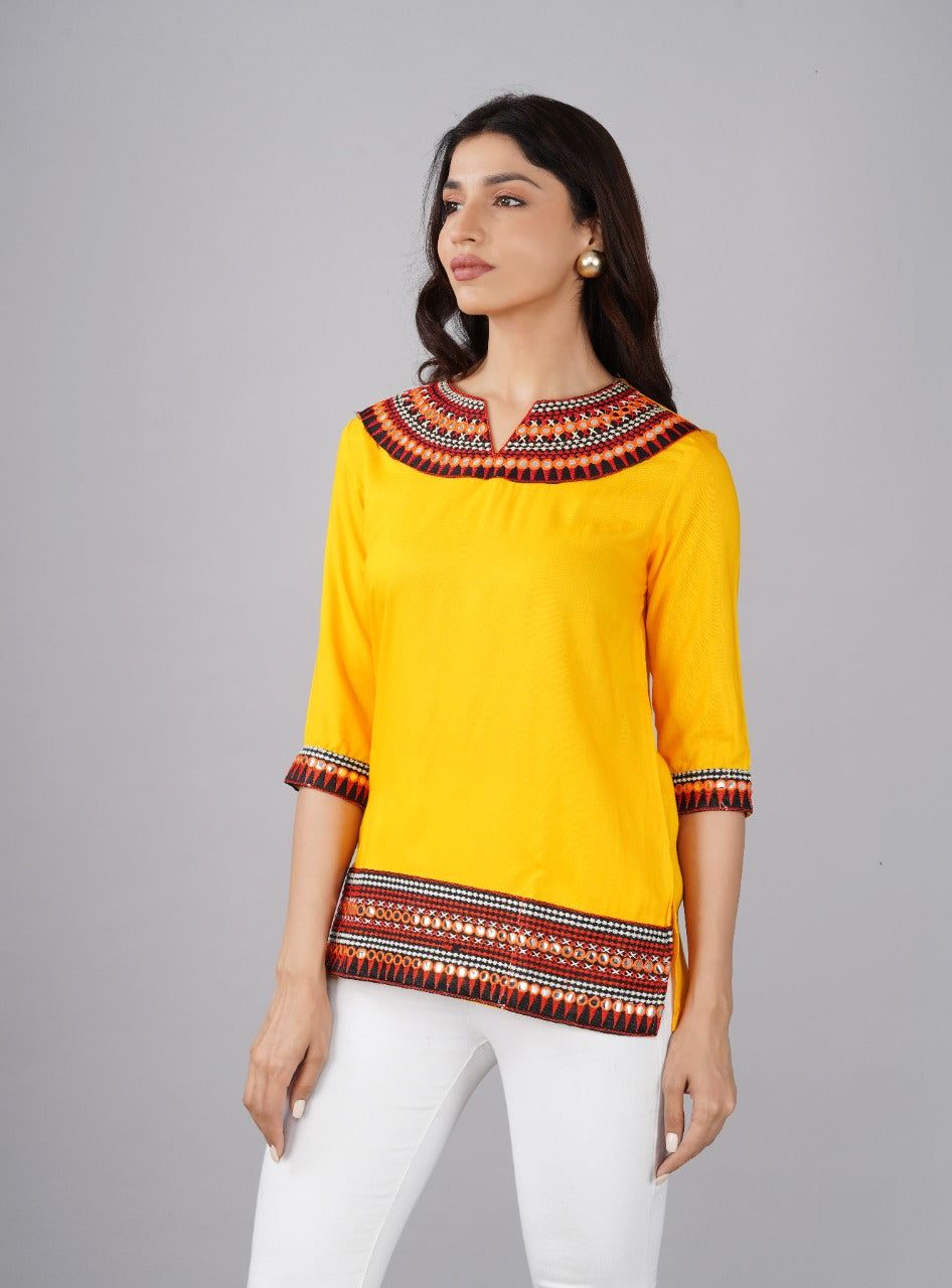 Radiant Yellow Embroidered Tunic
