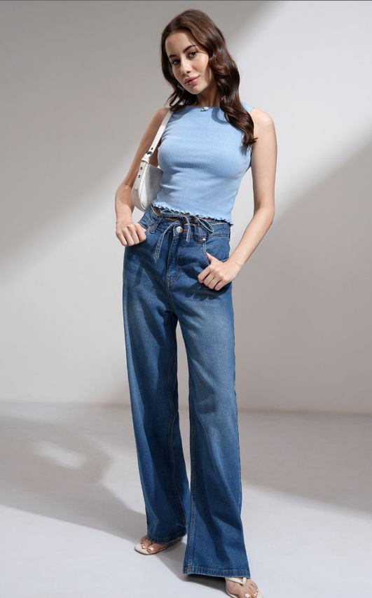 Solid Pointelle Lettuce Hem Crop top