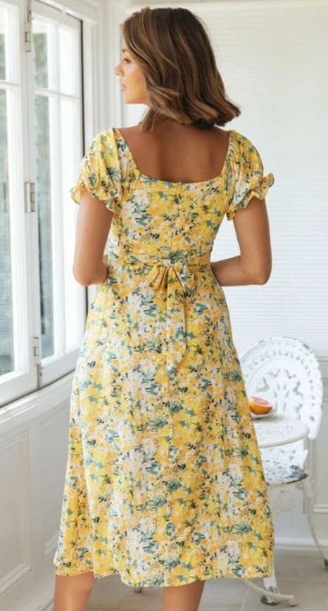 A-Line Floral Printed Calf Length Dress