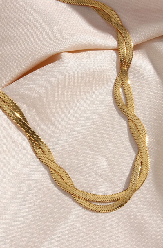 18K Antitarnish Waterproof Twisted Snake Chain Necklace