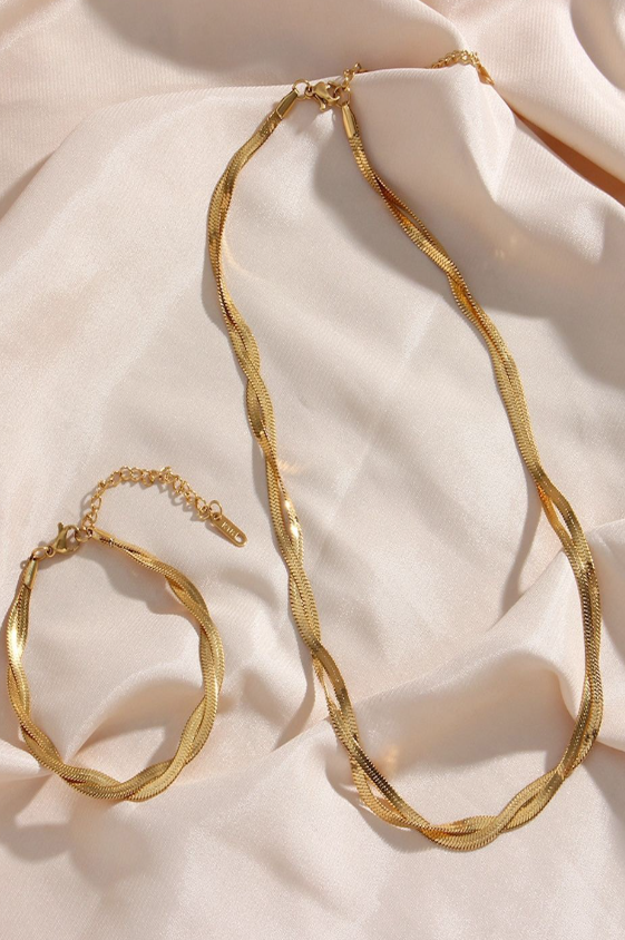 18K Antitarnish Waterproof Twisted Snake Chain Necklace