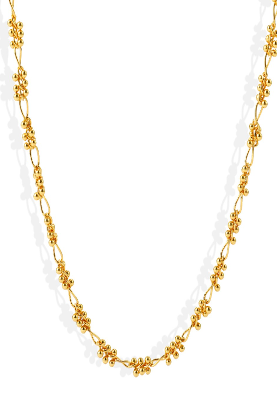 18K Gold Plated Waterproof Anti-Tarnish Small Balls Chain Link Necklace