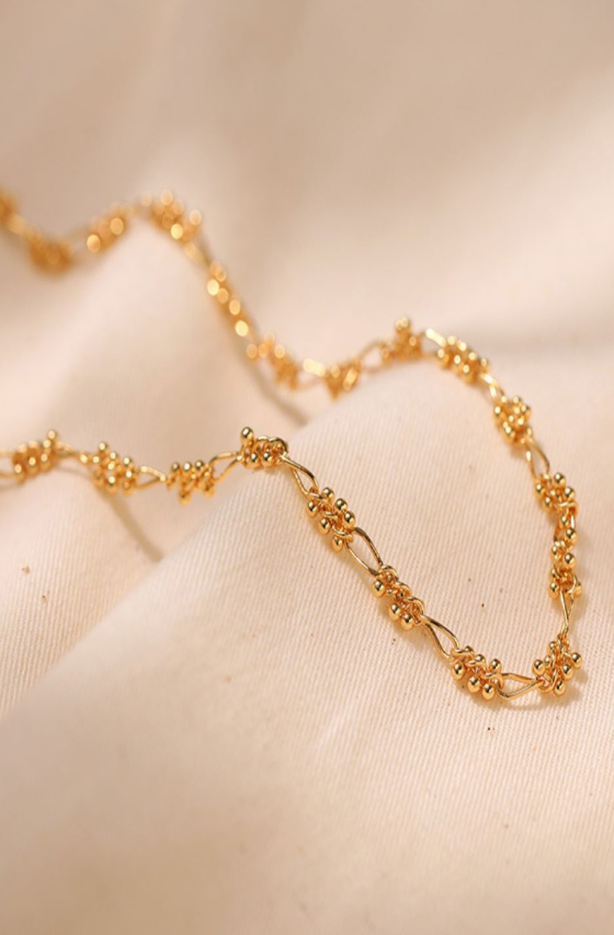 18K Gold Plated Waterproof Anti-Tarnish Small Balls Chain Link Necklace