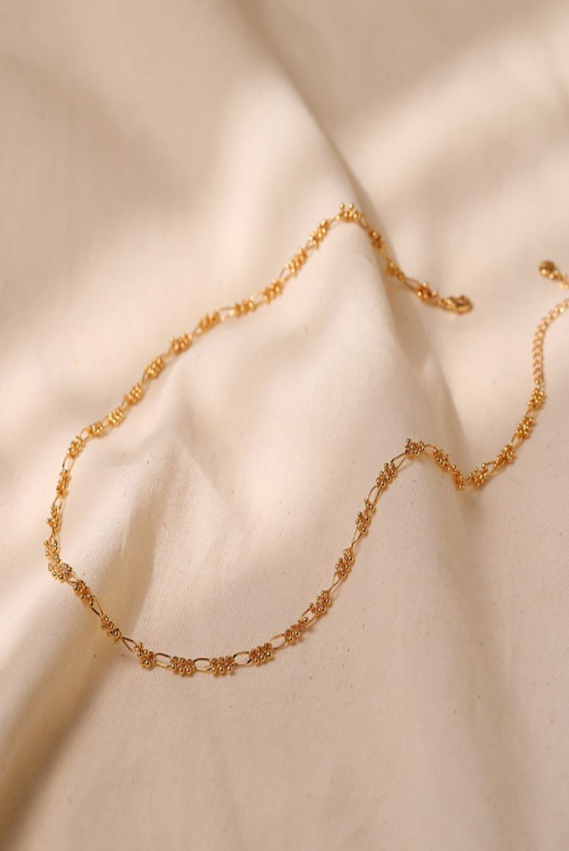 18K Gold Plated Waterproof Anti-Tarnish Small Balls Chain Link Necklace
