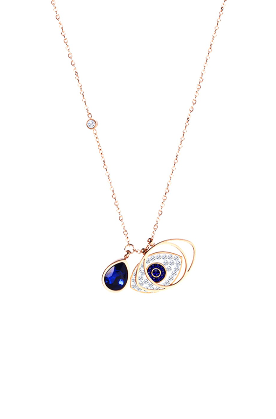 Rose Gold-Plated Evil Eye Crystal Necklace