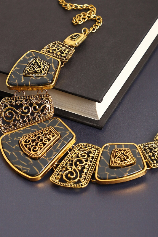 Gold-Toned & Black Gold-Plated Necklace