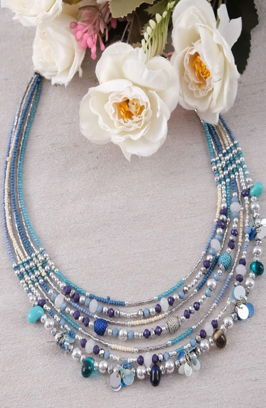 Bohemian Beaded Multi-Layered Choker Statement Necklace