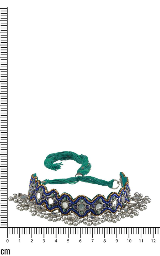 Silver-Plated Artificial Stone Studded & Beaded Statement Necklace