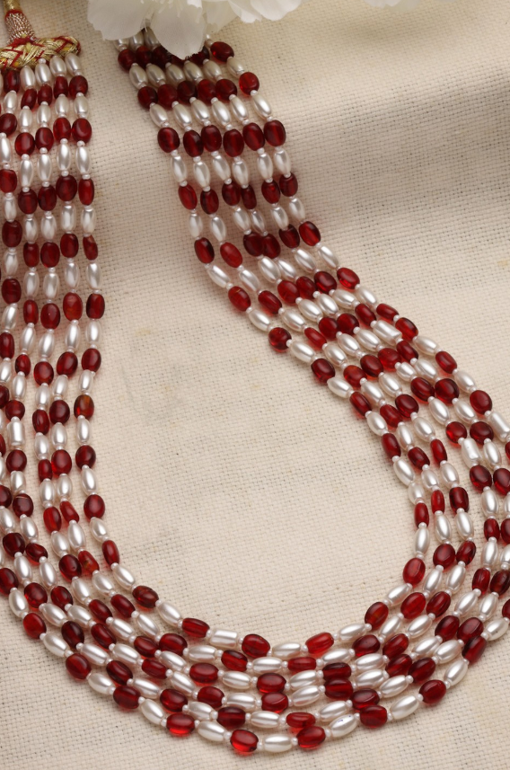 Red & White Handcrafted Necklace