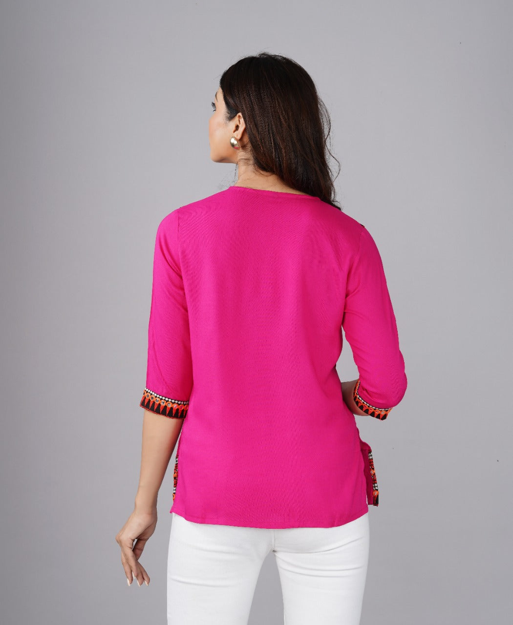 Vibrant Pink Embroidered Tunic